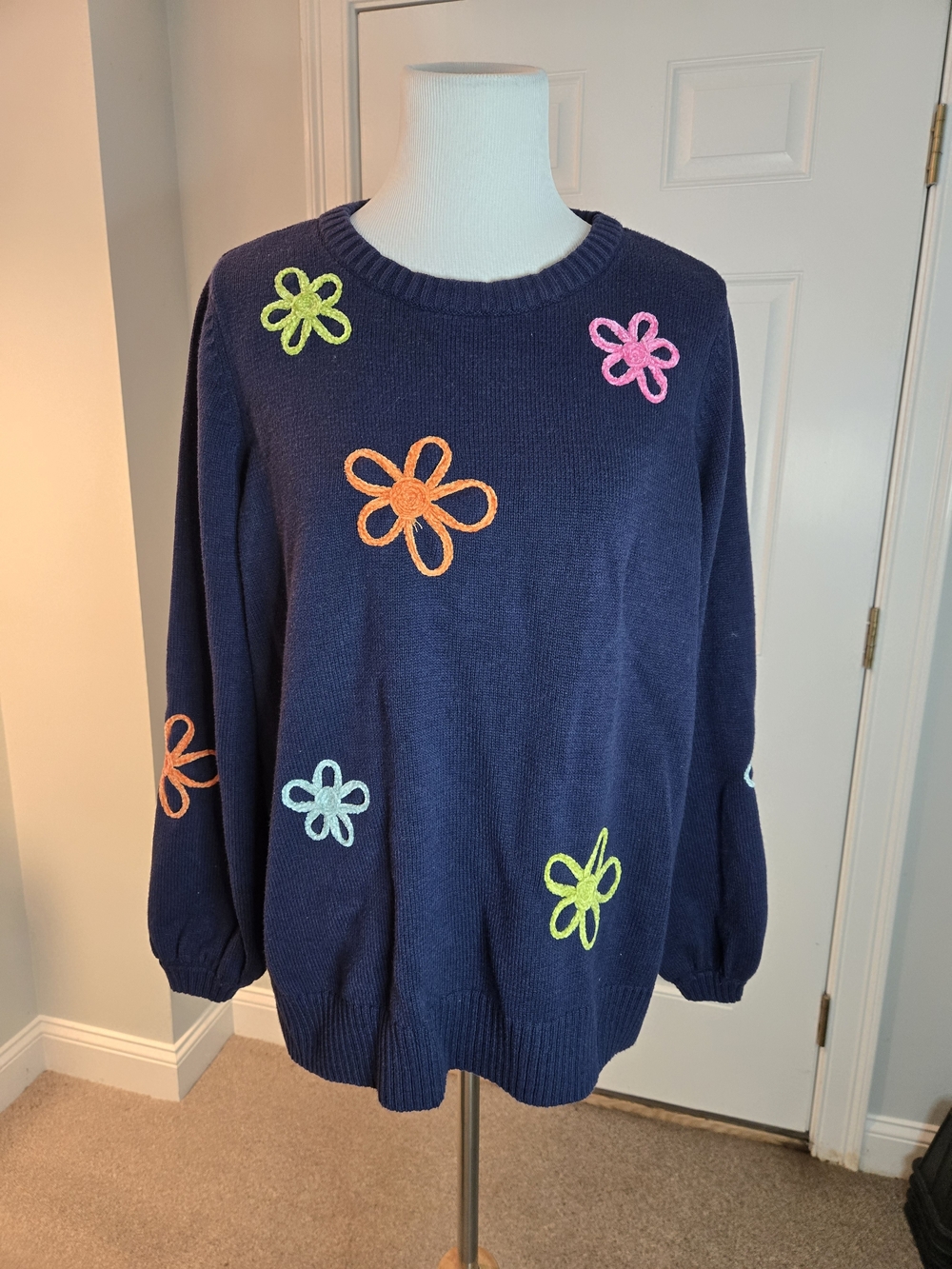 Belle By Kum Hravel Chenille Daisy Sweater